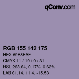 颜色代码: RGB 155 142 175 | qconv.com