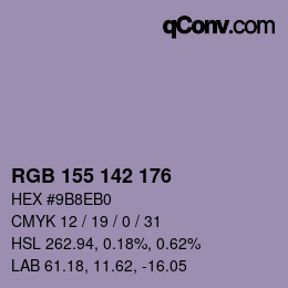 カラーコード: RGB 155 142 176 | qconv.com