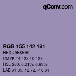 Color code: RGB 155 142 181 | qconv.com