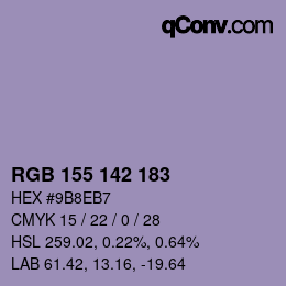 カラーコード: RGB 155 142 183 | qconv.com