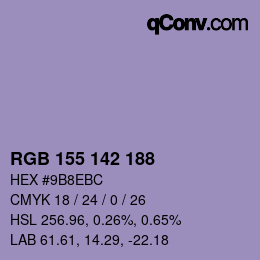 Color code: RGB 155 142 188 | qconv.com