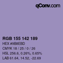 颜色代码: RGB 155 142 189 | qconv.com