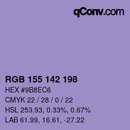 Color code: RGB 155 142 198 | qconv.com