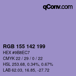 Color code: RGB 155 142 199 | qconv.com