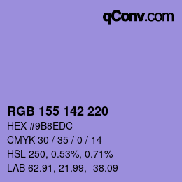 颜色代码: RGB 155 142 220 | qconv.com