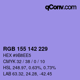 Color code: RGB 155 142 229 | qconv.com