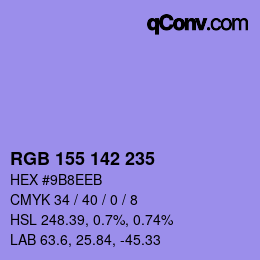 Color code: RGB 155 142 235 | qconv.com