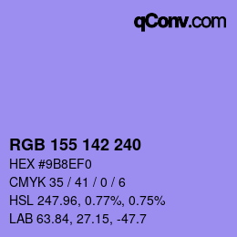 カラーコード: RGB 155 142 240 | qconv.com
