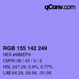 Color code: RGB 155 142 249 | qconv.com