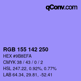 カラーコード: RGB 155 142 250 | qconv.com
