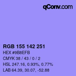 颜色代码: RGB 155 142 251 | qconv.com