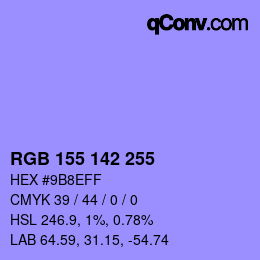 カラーコード: RGB 155 142 255 | qconv.com