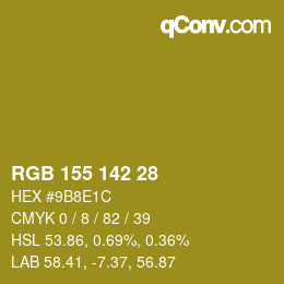 カラーコード: RGB 155 142 28 | qconv.com