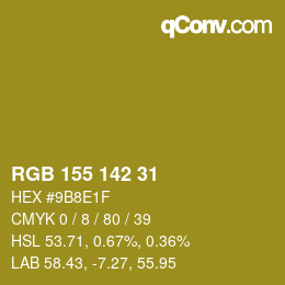 カラーコード: RGB 155 142 31 | qconv.com