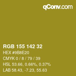Color code: RGB 155 142 32 | qconv.com