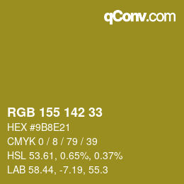 カラーコード: RGB 155 142 33 | qconv.com