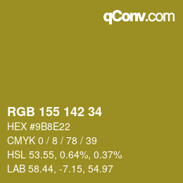 カラーコード: RGB 155 142 34 | qconv.com