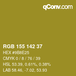 Color code: RGB 155 142 37 | qconv.com