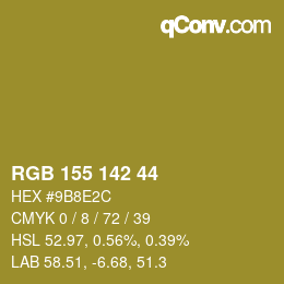 颜色代码: RGB 155 142 44 | qconv.com