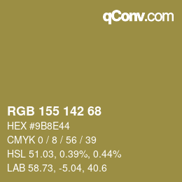 Color code: RGB 155 142 68 | qconv.com