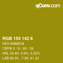 Farbcode: RGB 155 142 8 | qconv.com