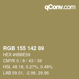 カラーコード: RGB 155 142 89 | qconv.com