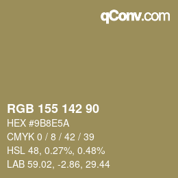 颜色代码: RGB 155 142 90 | qconv.com