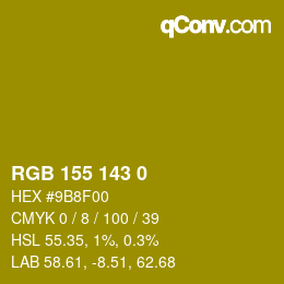 カラーコード: RGB 155 143 0 | qconv.com