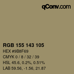 カラーコード: RGB 155 143 105 | qconv.com