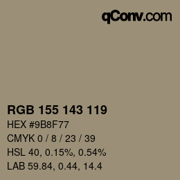 カラーコード: RGB 155 143 119 | qconv.com