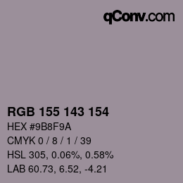 颜色代码: RGB 155 143 154 | qconv.com