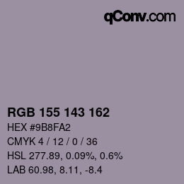 Color code: RGB 155 143 162 | qconv.com