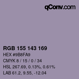 カラーコード: RGB 155 143 169 | qconv.com