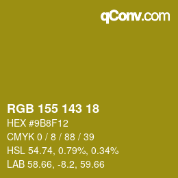 Color code: RGB 155 143 18 | qconv.com
