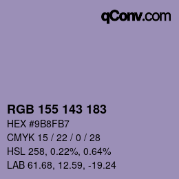 カラーコード: RGB 155 143 183 | qconv.com