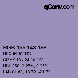 Color code: RGB 155 143 188 | qconv.com