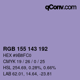 颜色代码: RGB 155 143 192 | qconv.com