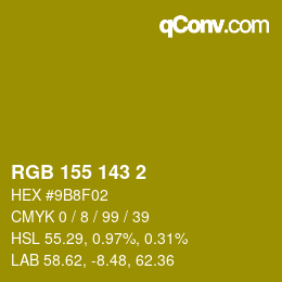 Color code: RGB 155 143 2 | qconv.com