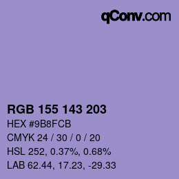 Color code: RGB 155 143 203 | qconv.com