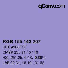 颜色代码: RGB 155 143 207 | qconv.com