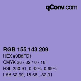 颜色代码: RGB 155 143 209 | qconv.com
