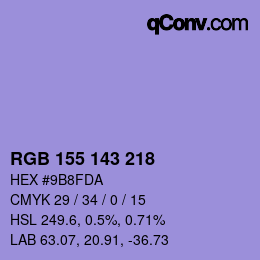 カラーコード: RGB 155 143 218 | qconv.com