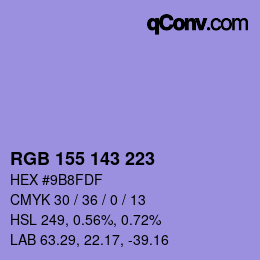 カラーコード: RGB 155 143 223 | qconv.com