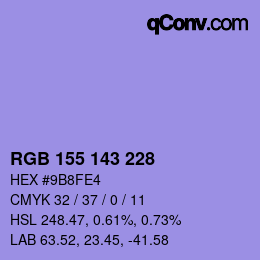 カラーコード: RGB 155 143 228 | qconv.com