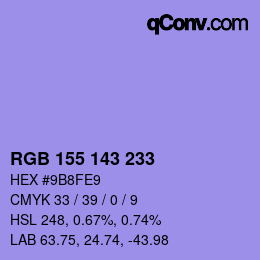 カラーコード: RGB 155 143 233 | qconv.com