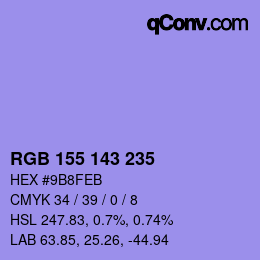 カラーコード: RGB 155 143 235 | qconv.com