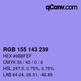 カラーコード: RGB 155 143 239 | qconv.com
