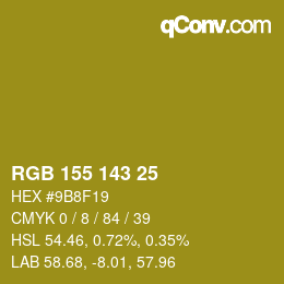 颜色代码: RGB 155 143 25 | qconv.com