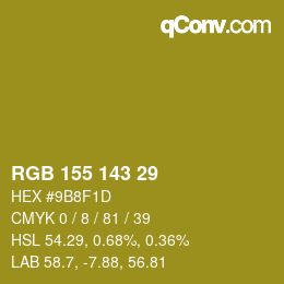 颜色代码: RGB 155 143 29 | qconv.com
