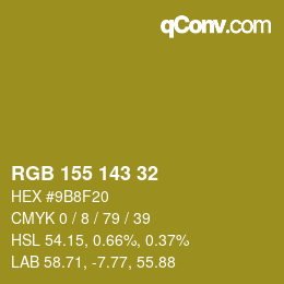 カラーコード: RGB 155 143 32 | qconv.com